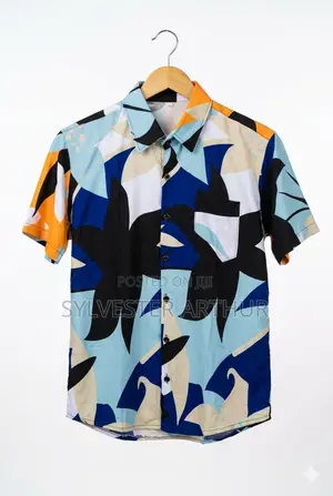 Men's Abstract Floral Print Short Sleeve Casual Shirt