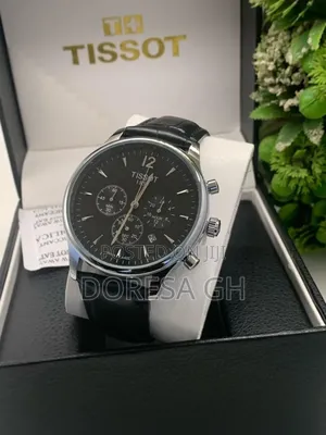 Tissot Chronograph Black Leather Watch for Men – Classic Gift for Him