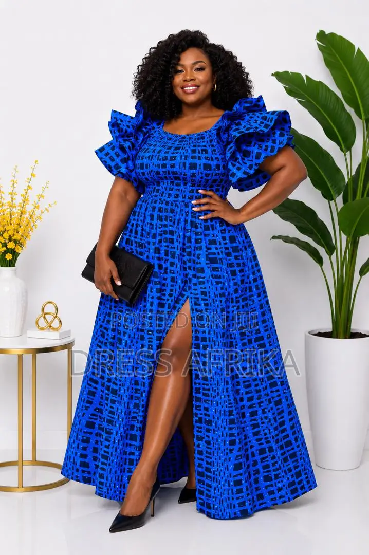 Beautiful Royal Blue Smocked Maxi Dress (With Split/ Without Split)