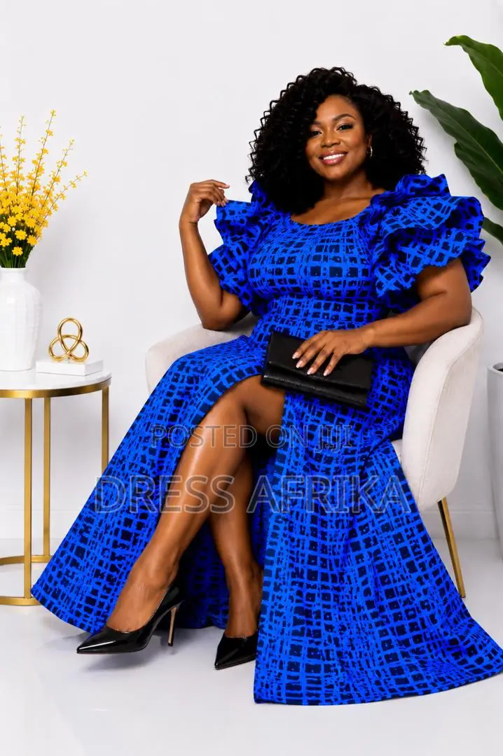 Beautiful Royal Blue Smocked Maxi Dress (With Split/ Without Split)