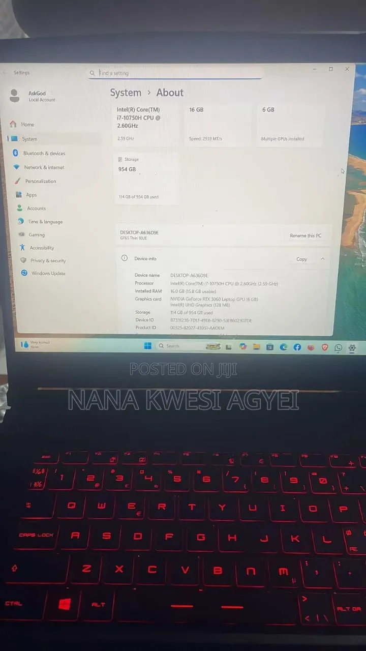 Laptop MSI GF65 Thin 10UE 1.5GB Intel Core Ultra 7 SSHD (Hybrid) 1T