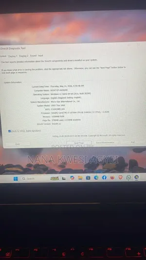 Laptop MSI GF65 Thin 10UE 1.5GB Intel Core Ultra 7 SSHD (Hybrid) 1T