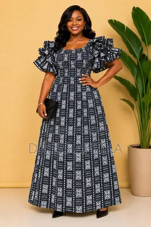 Black White Smocked Maxi Dress (With Split/ Without Split)