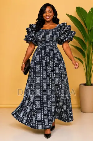Black White Smocked Maxi Dress (With Split/ Without Split)
