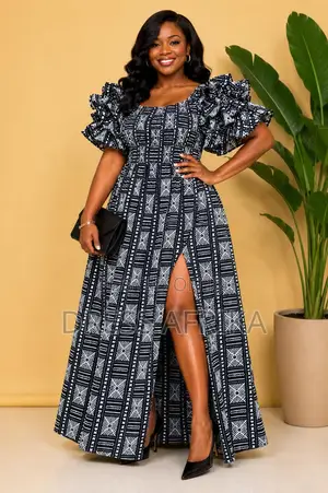 Black White Smocked Maxi Dress (With Split/ Without Split)