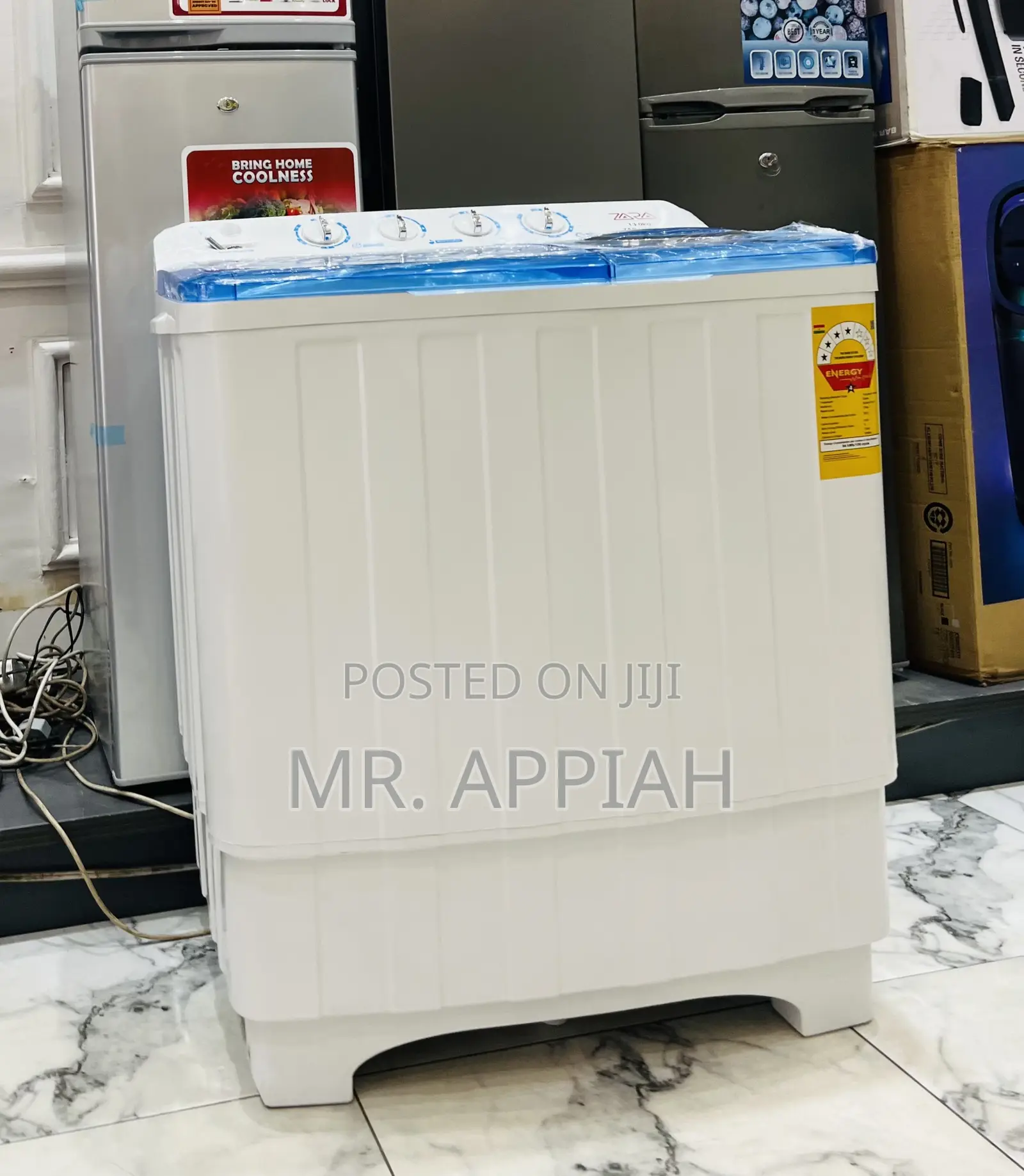 Sleek Zara 13kg Twin Tub Washing Machine With Transparent Lid(White).