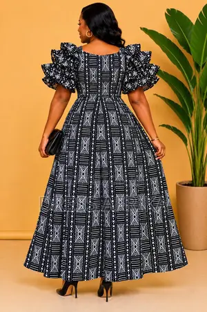Black White Smocked Maxi Dress (With Split/ Without Split)
