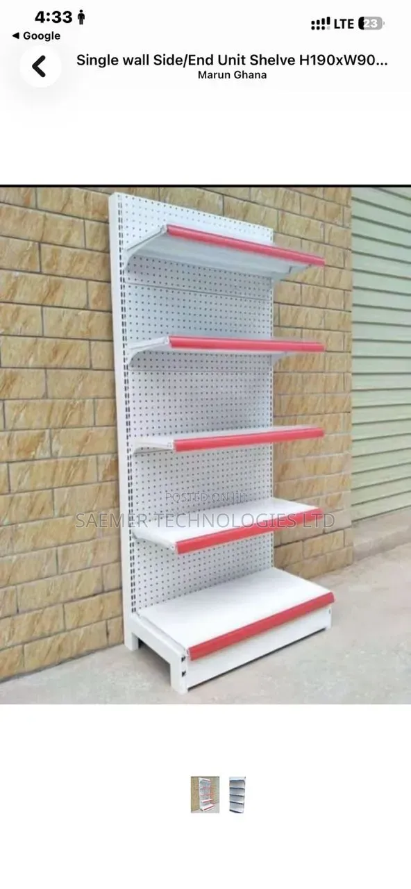 Single Wall Side Supermarket Shelve 7.5feet Hight 5layer