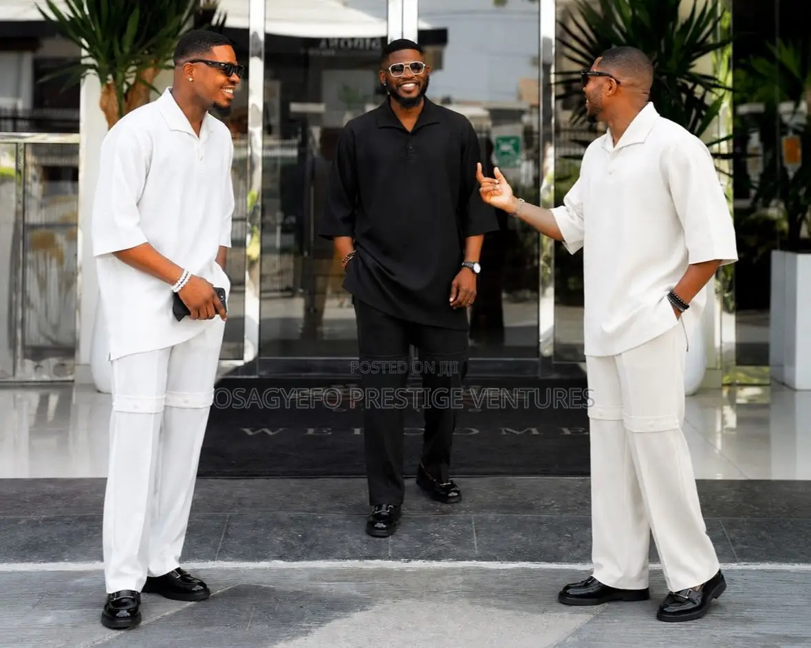 Tasteful and Symmetrical Allwhite All Black 2pc Kaftan