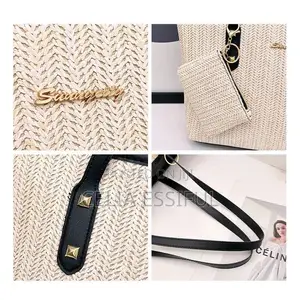 Women’S 2-Piece Straw Style Handbag Set