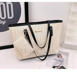 Women’S 2-Piece Straw Style Handbag Set