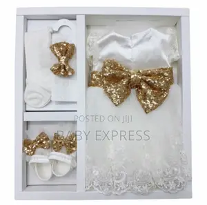 Baby Girl Christening Dress With Head Band and Shoe With Stockings