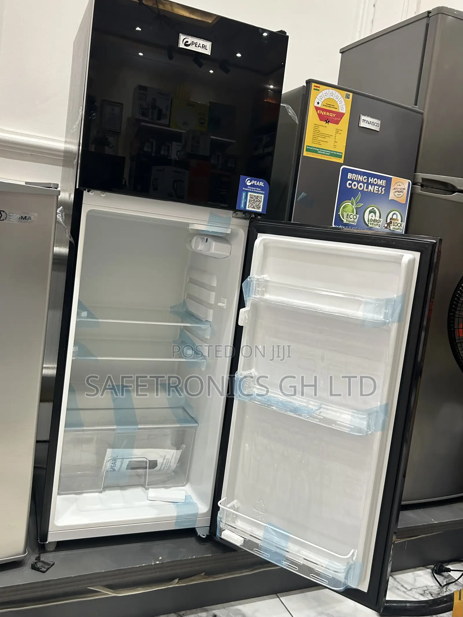 Classic Best Black Glass 2 Doors Top Freezer Pearl Refrigerator