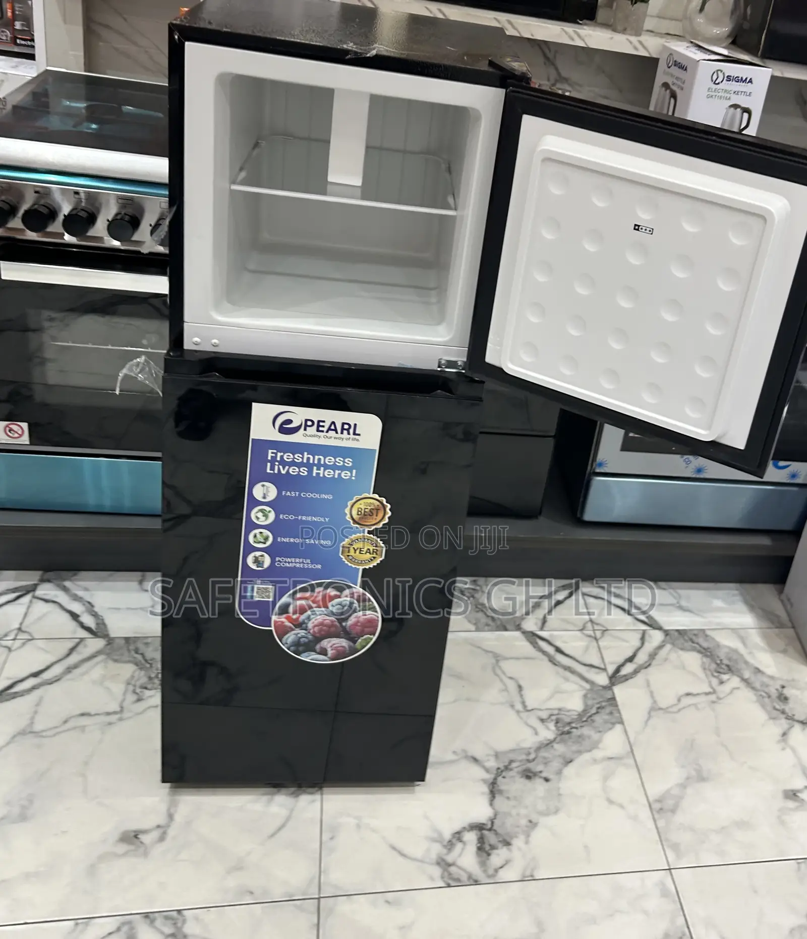 Best Sleek Black Glass 2 Doors Top Freezer Pearl Refrigerator