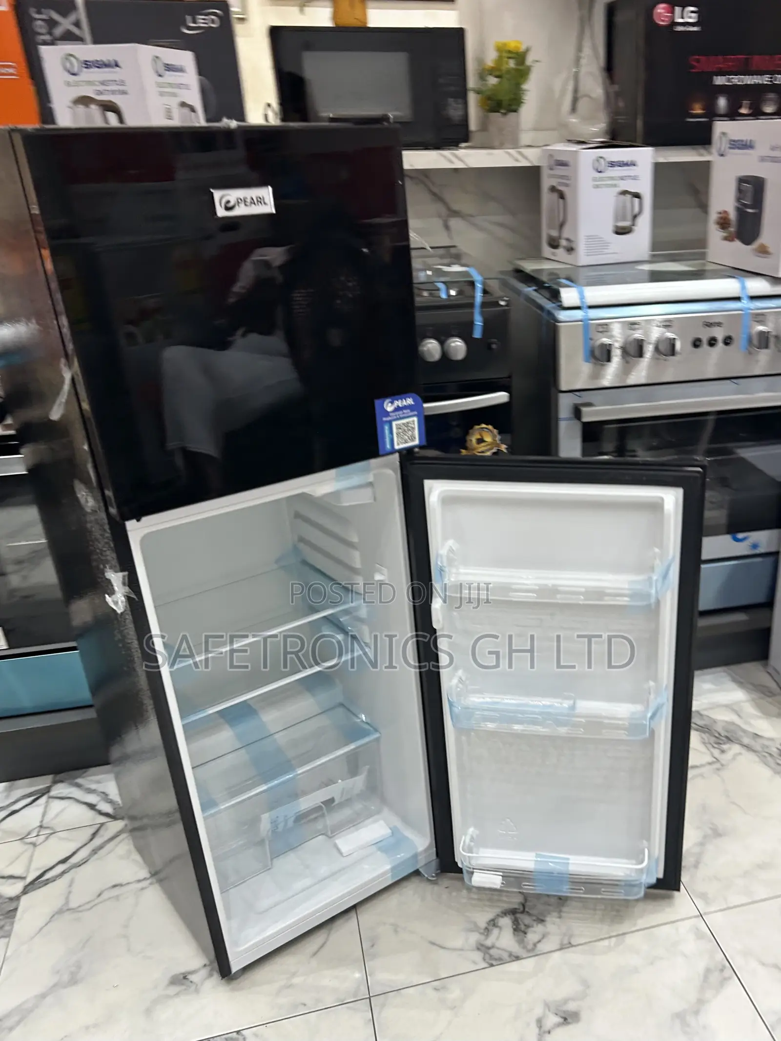 Kindly Buy Black Glass 2 Doors Top Freezer Pearl Refrigerator