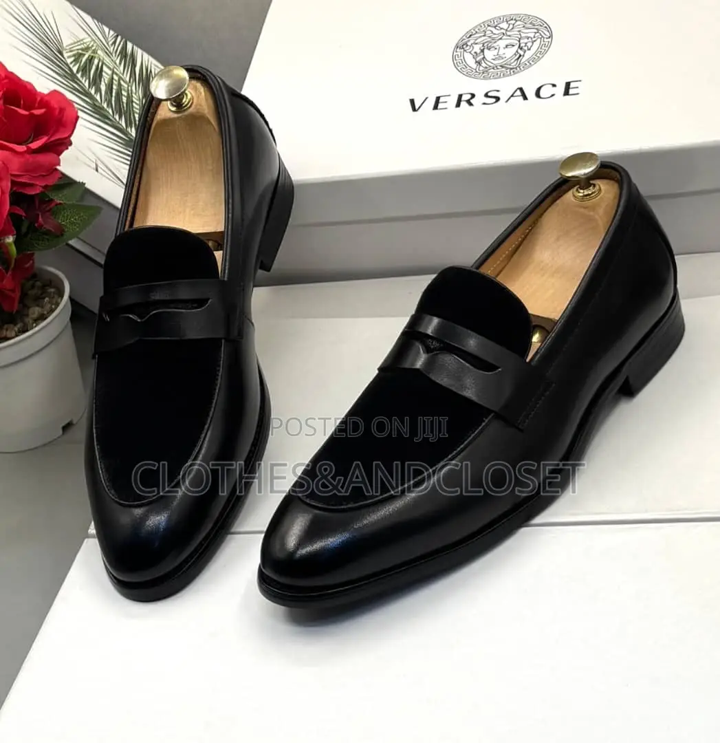 Black Versace Penny Loafers
