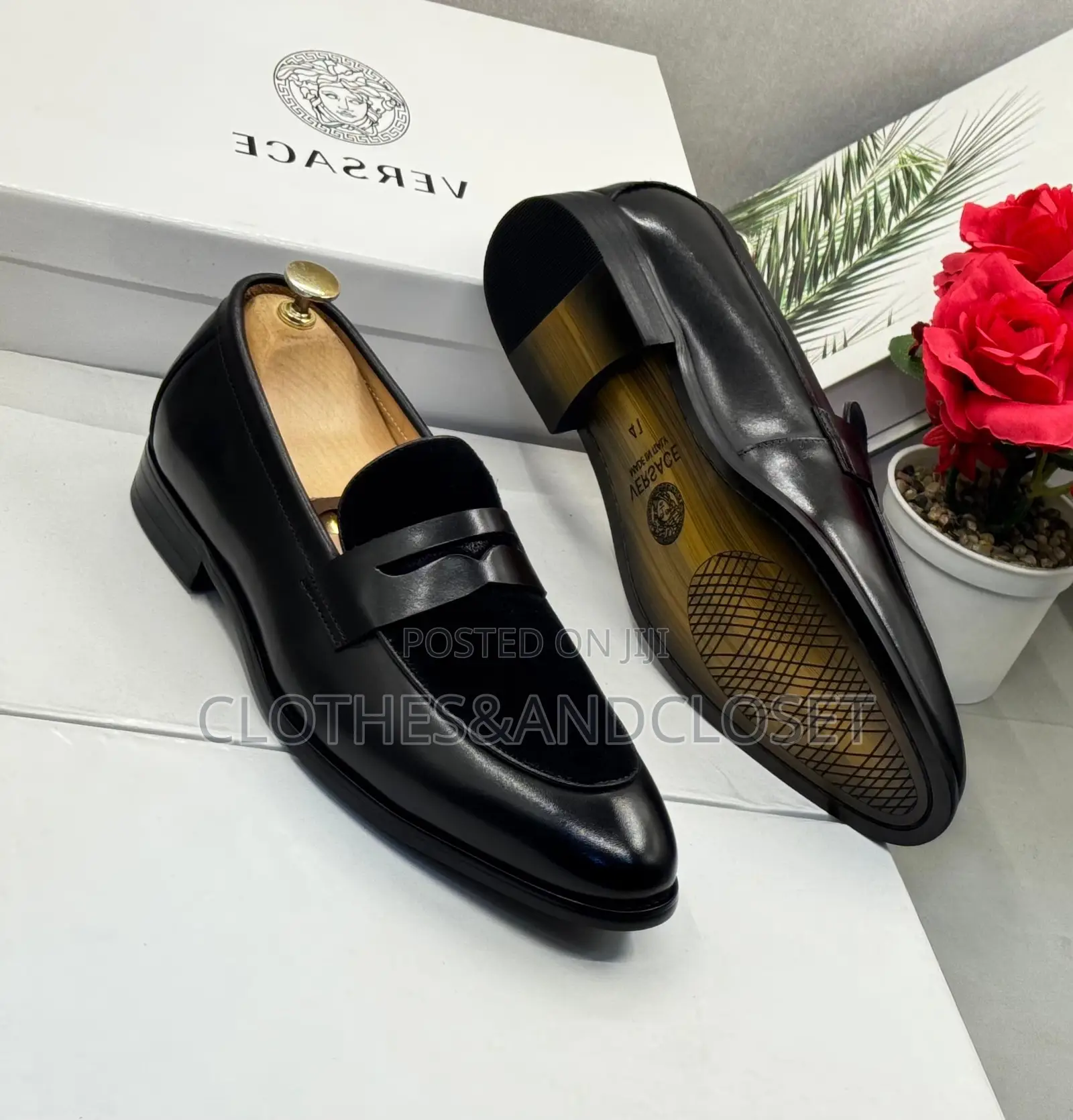 Black Versace Penny Loafers