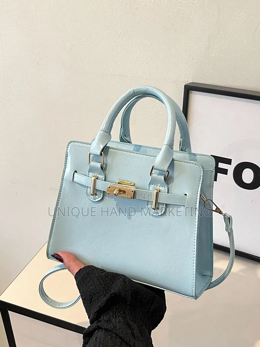 Elegant Baby Blue Handbag + Sling Strap | Office/Party Bag