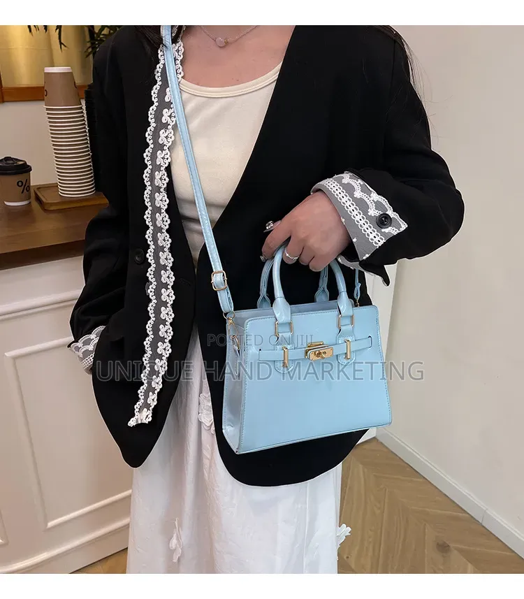 Elegant Baby Blue Handbag + Sling Strap | Office/Party Bag