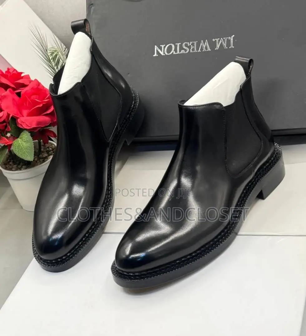 J.M. Weston Men's Black Leather Chelsea Boots