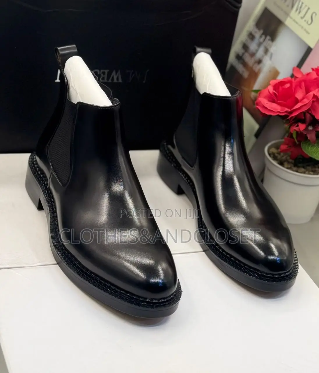J.M. Weston Men's Black Leather Chelsea Boots