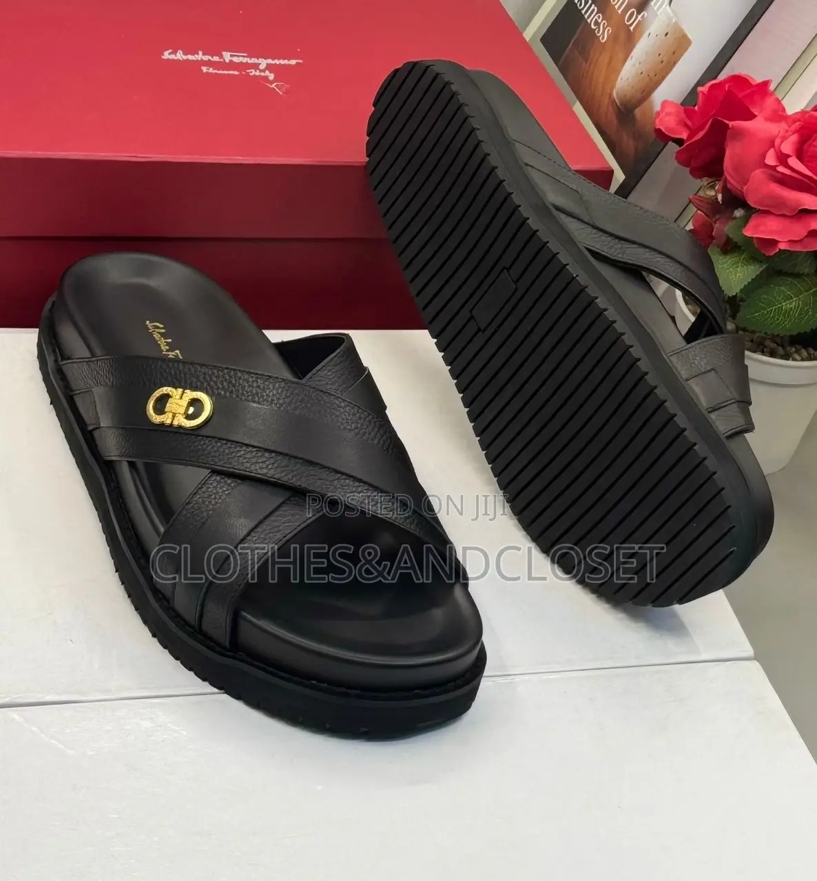 Salvatore Ferragamo Sandals Feature a Black Cross-Strap Design