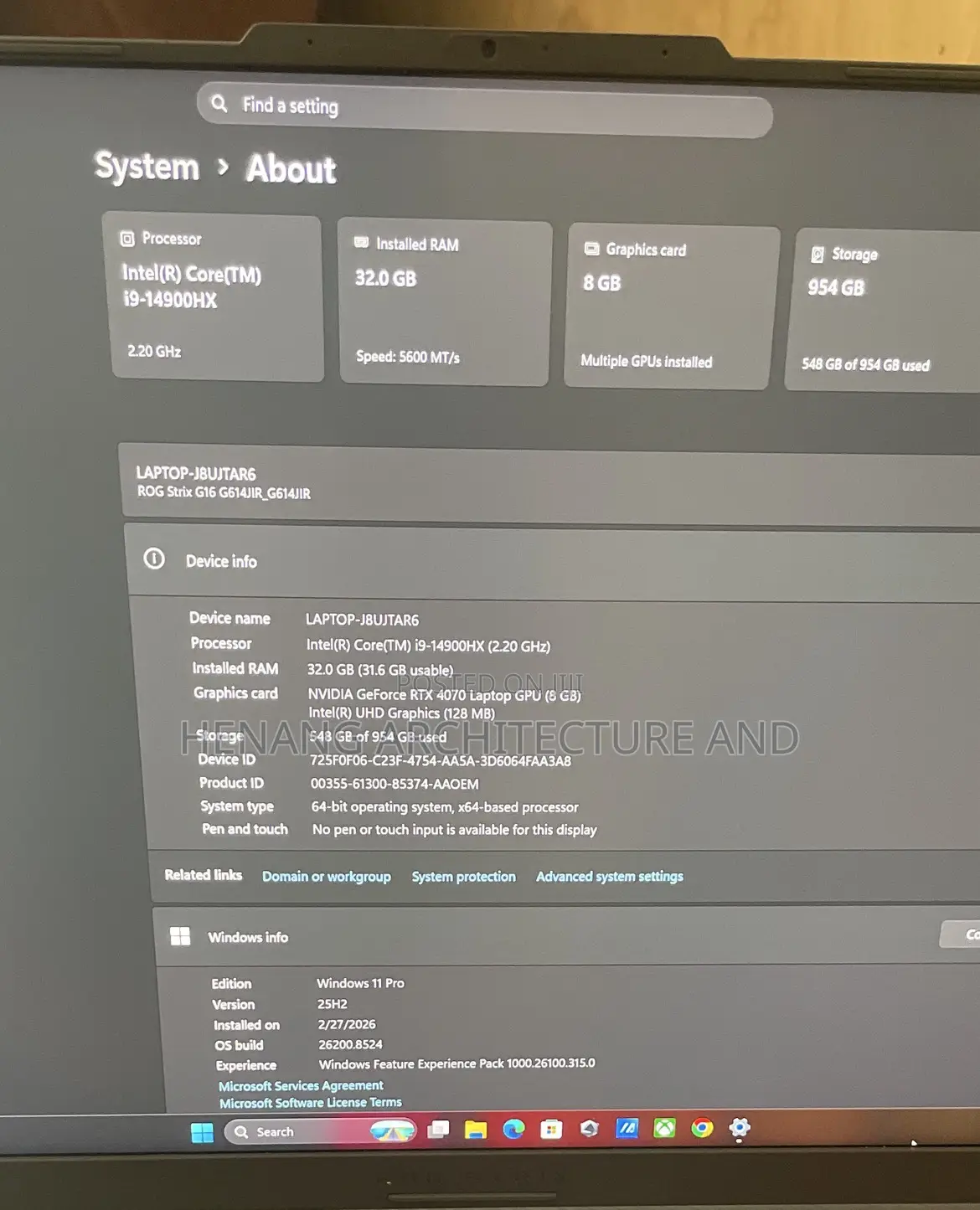 Laptop Asus ROG Strix G16 G614 32GB Intel Core i9 SSD 1T