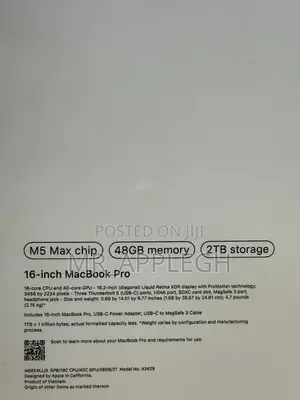 New Laptop Apple MacBook Pro 2026 M5 Max 48GB Apple M5 Max SSD 2T