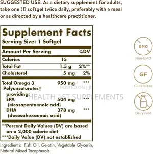 Solgar Omega-3, Epa 504 Dha 378, Triple Strength 950 Mg, 50 Softgels