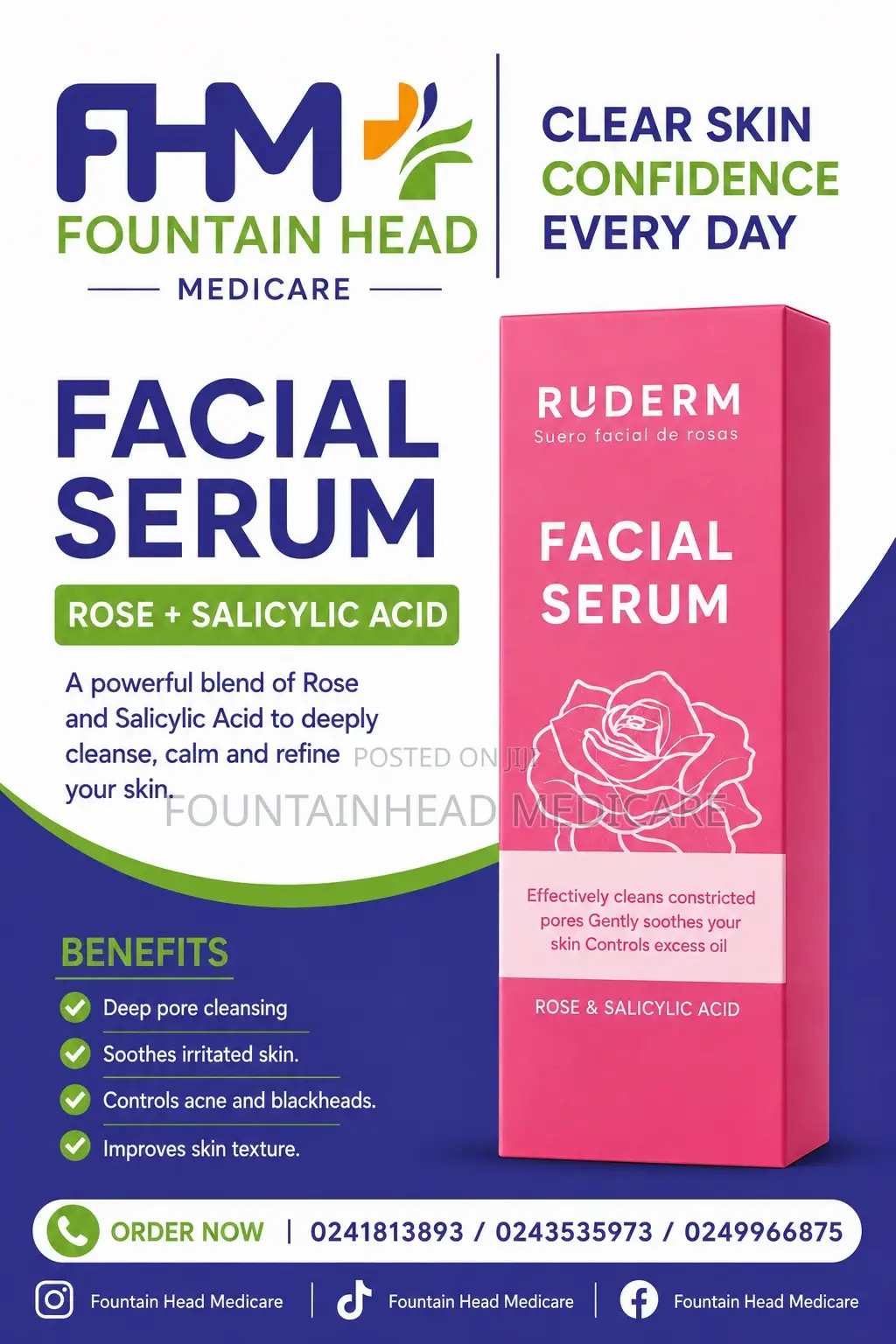 Ruderm Facial Serum Rose and Salicylic Acid