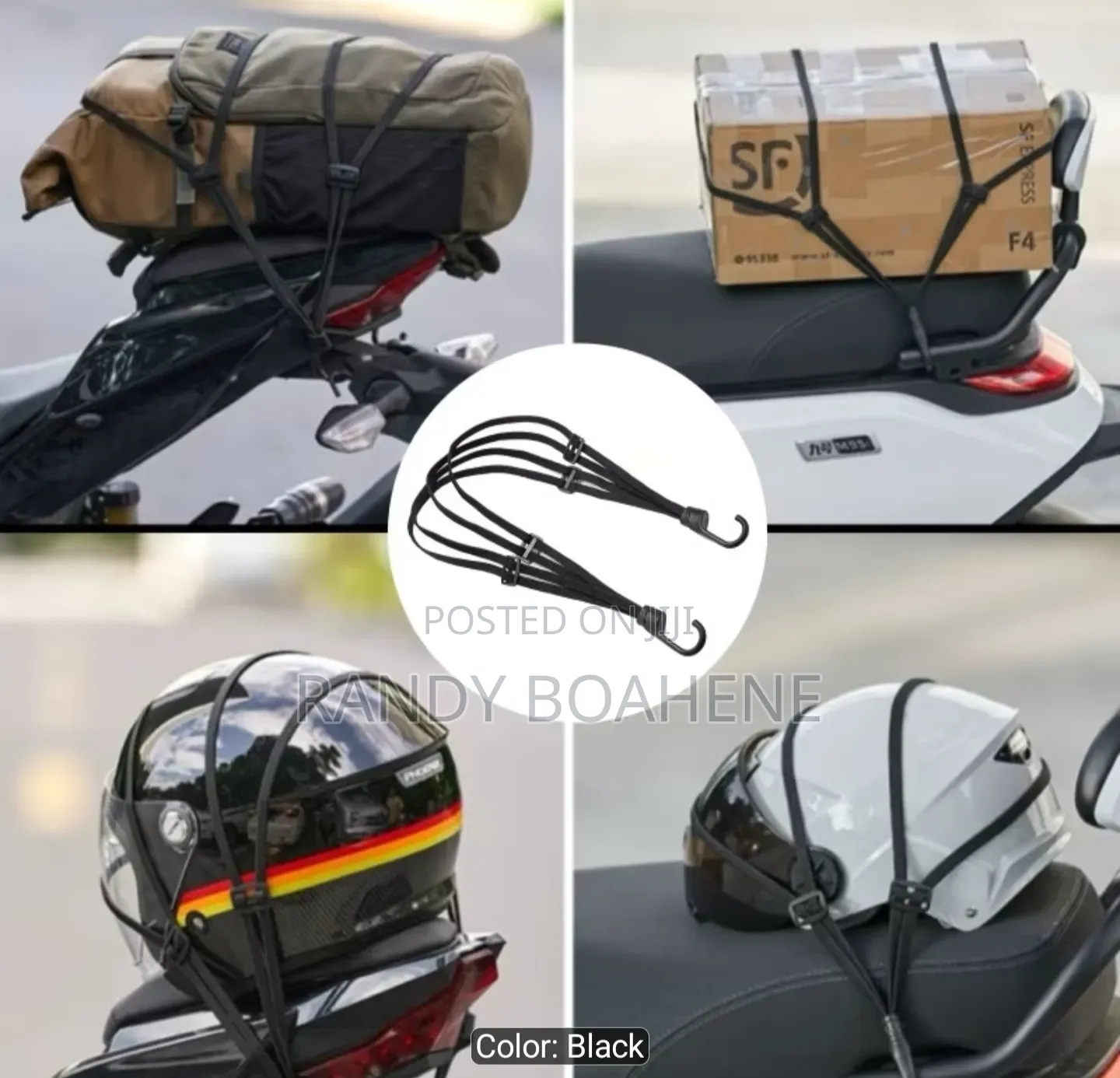 Helmet and Baggage Strap for Motorbikes