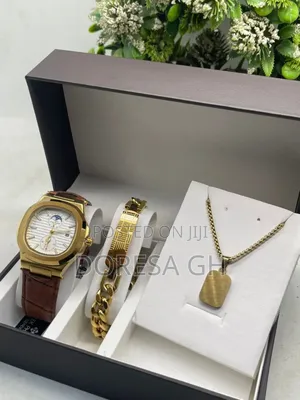 Men's Watch, Bracelet and Necklace Gift Set – 3-Piece Gift Set for Him