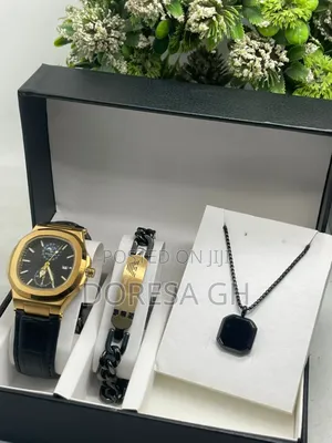 Men's Watch, Bracelet and Necklace Gift Set – 3-Piece Gift Set for Him