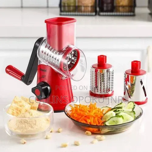 Tabletop Drum Grater (Vegetable Cutter/Slicer/Shredder) - Red