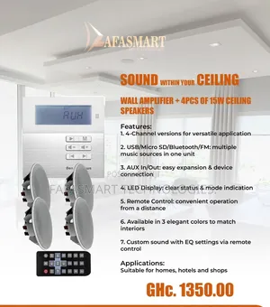 Wall Amplifier + 4ceilling Speaker Combo