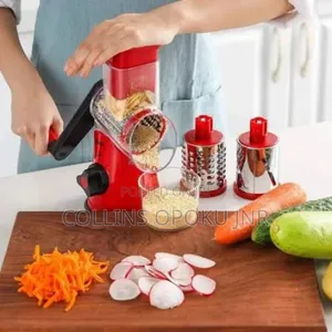 Tabletop Drum Grater (Vegetable Cutter/Slicer/Shredder) - Red