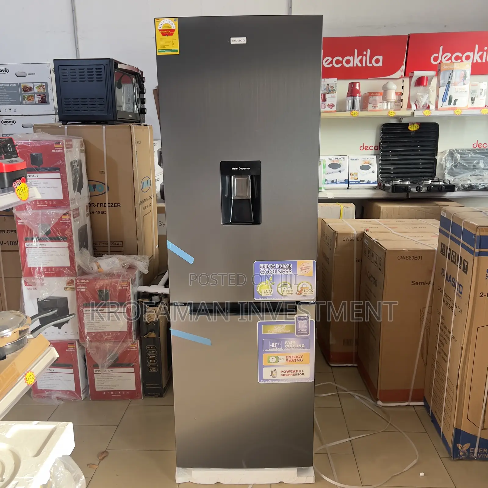 Nasco 307l Bottom Freezer Fridge With Dispenser