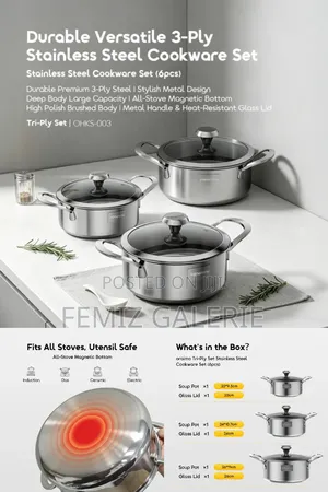 Oraimo Tri-Ply Set Durable Versatile Stainless Steel Cookware Set-6pcs