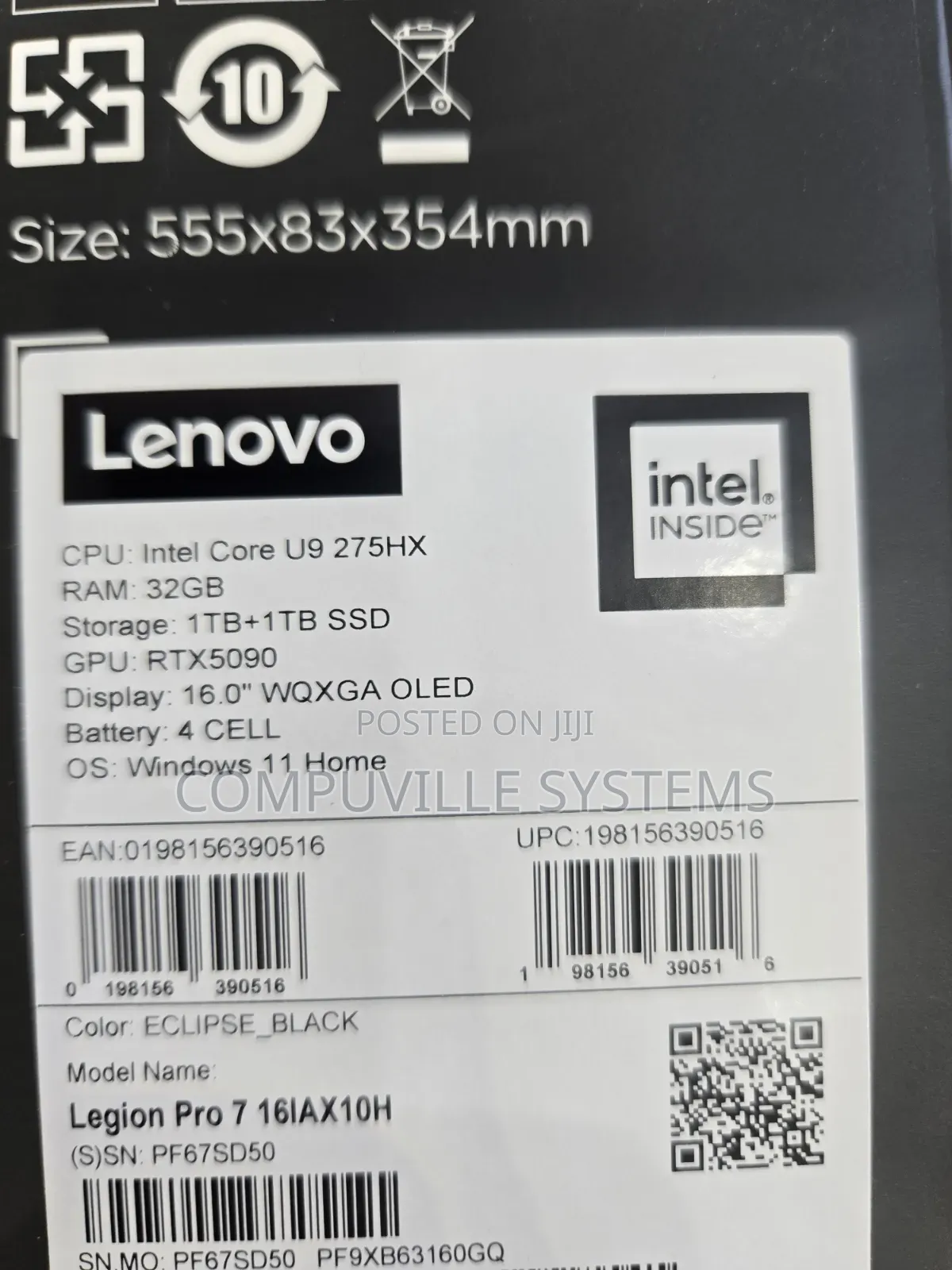 New Laptop Lenovo Legion Pro 7 32GB Intel Core Ultra 9 SSD 2T