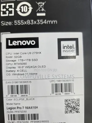 New Laptop Lenovo Legion Pro 7 32GB Intel Core Ultra 9 SSD 2T