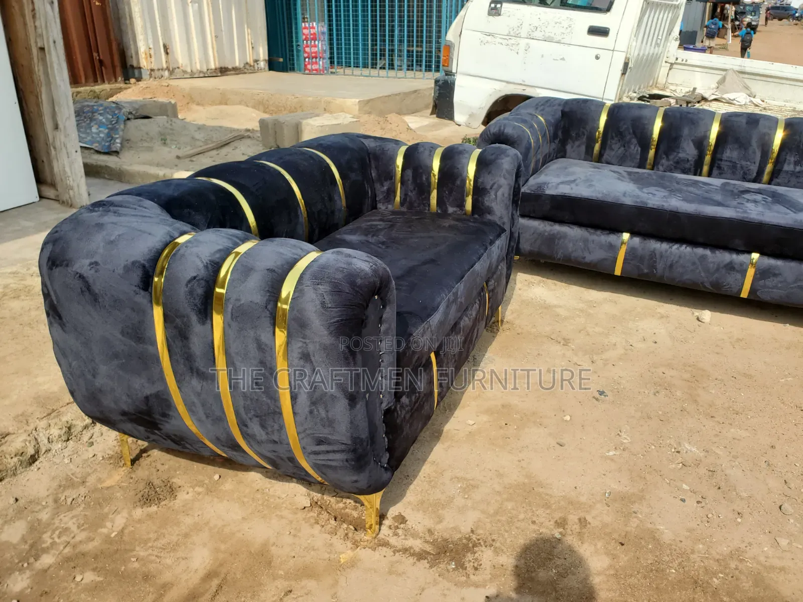 Luxury Sofa Set Velvet Black.