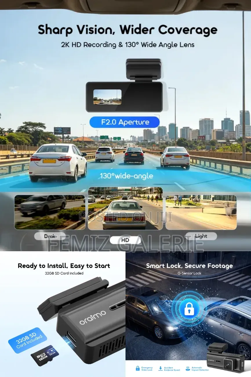 Oraimo Visionride Lite Hd Recording Safe Guard Car Corder
