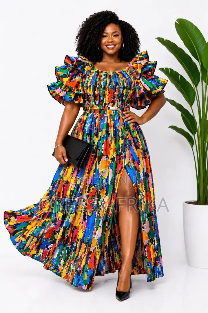 Multi-Color Smocked Maxi Dress (With Split / Without Split)