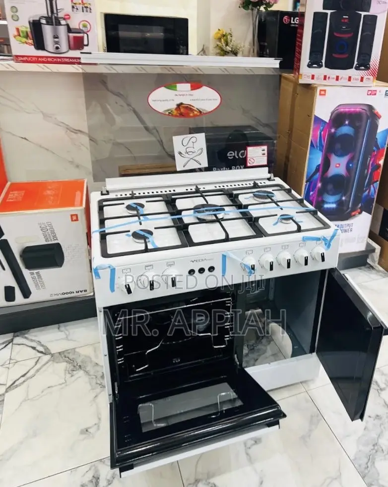 Super Durable Mediatech 60x90cm White Gas Oven 5 Burner 