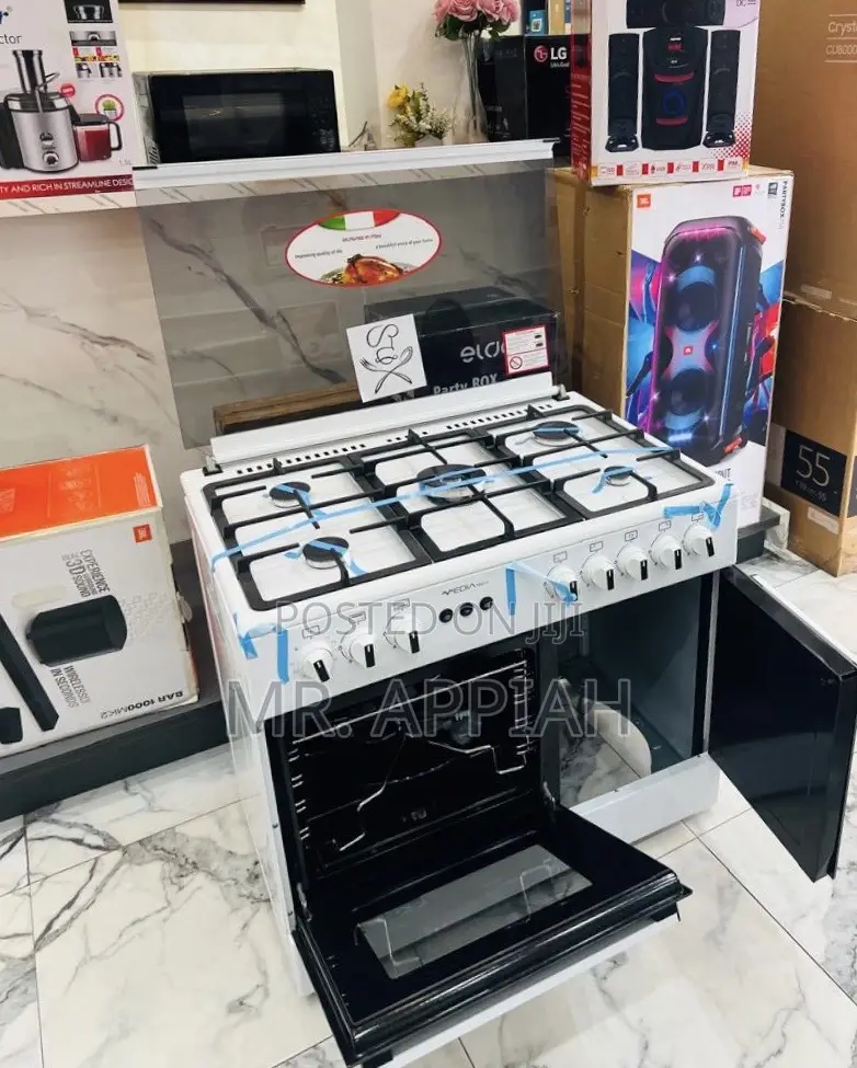 Shop Unique Mediatech 5 Gas Burner With Glass Lid(Oven Grill) 