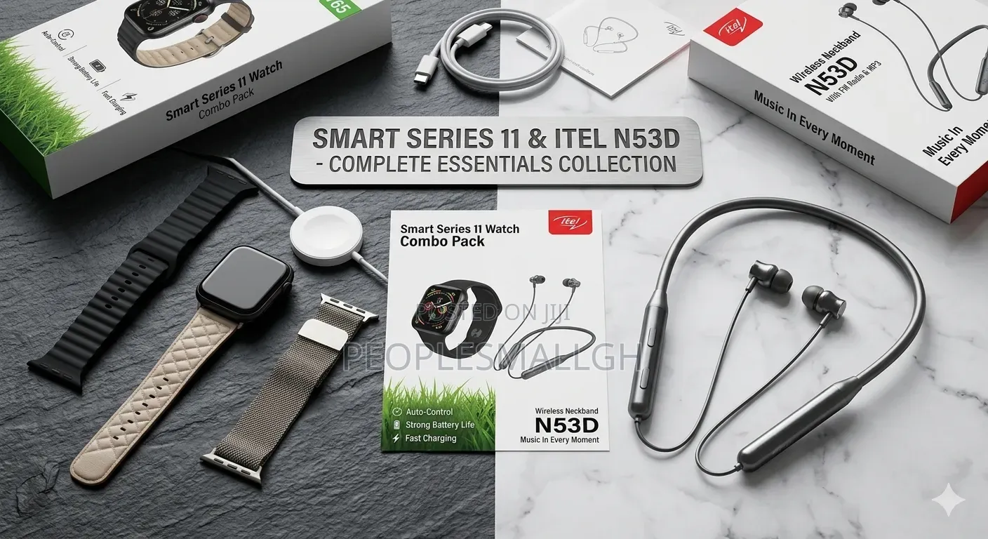 Series 11 Smart Watch + Itel N53d Neckband Combo Pack