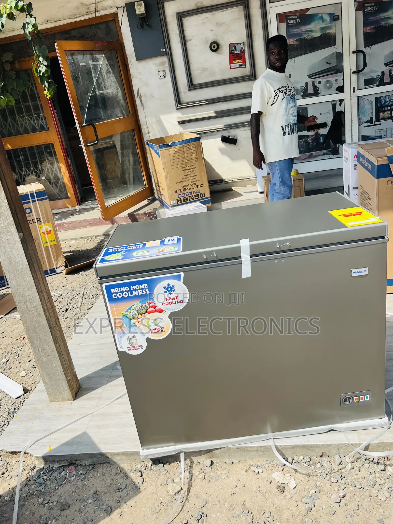 Eco Mode Function Sleek Chest 200l Grey Single Door Nasco Freezer And