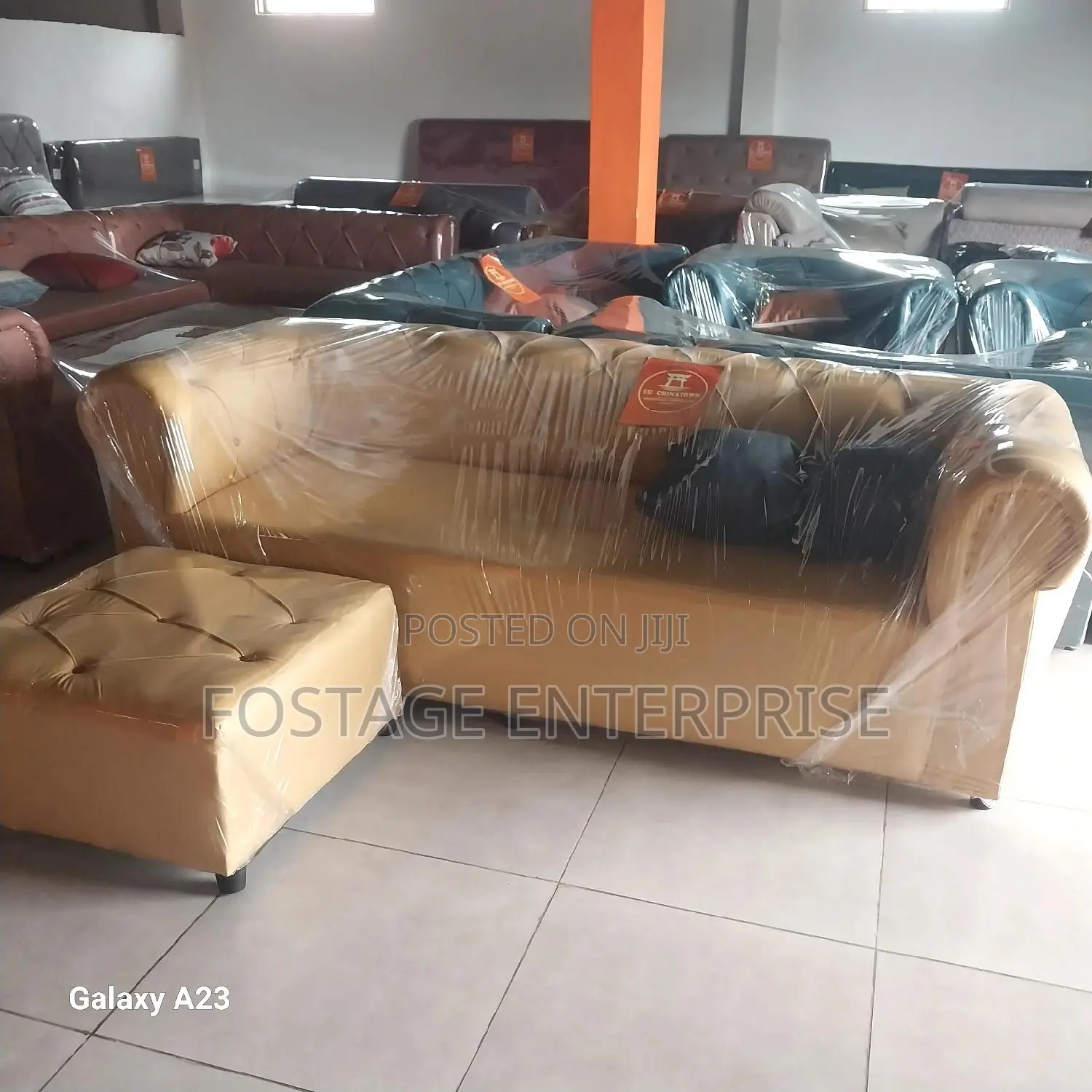 Yellow Brand New 3 Seater With Centre Table Couch