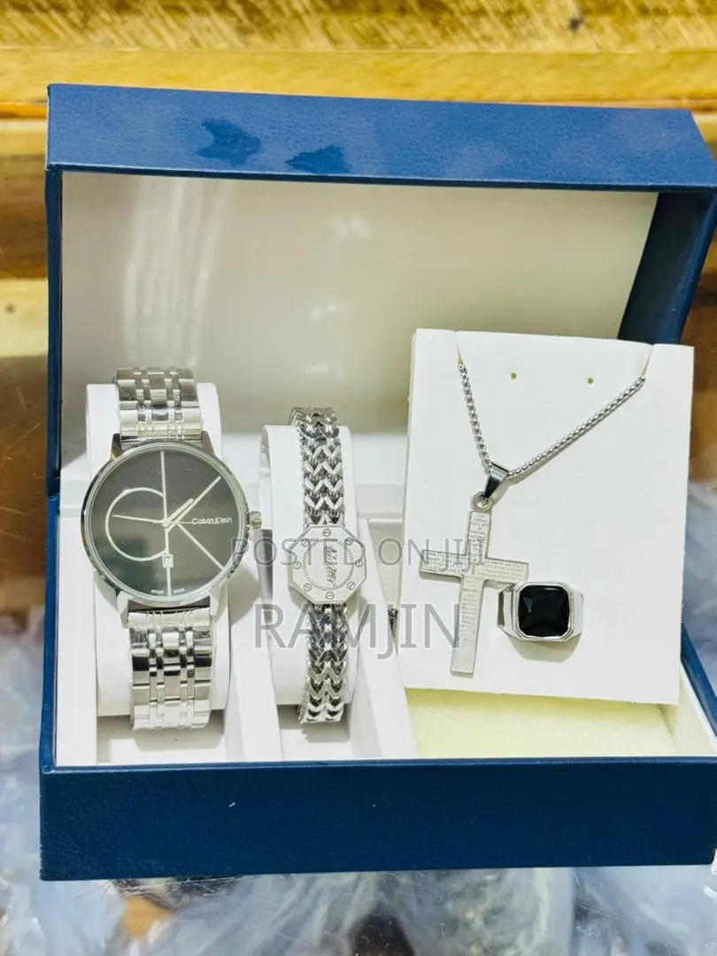 Men's Watches + Necklace Pendant, Bracelet, Ring Set