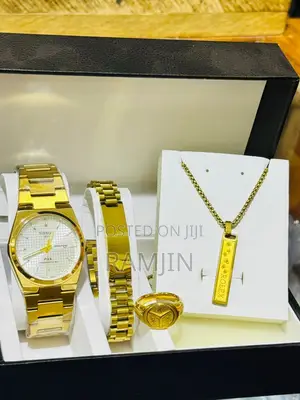 Men's Watches + Necklace Pendant, Bracelet, Ring Set